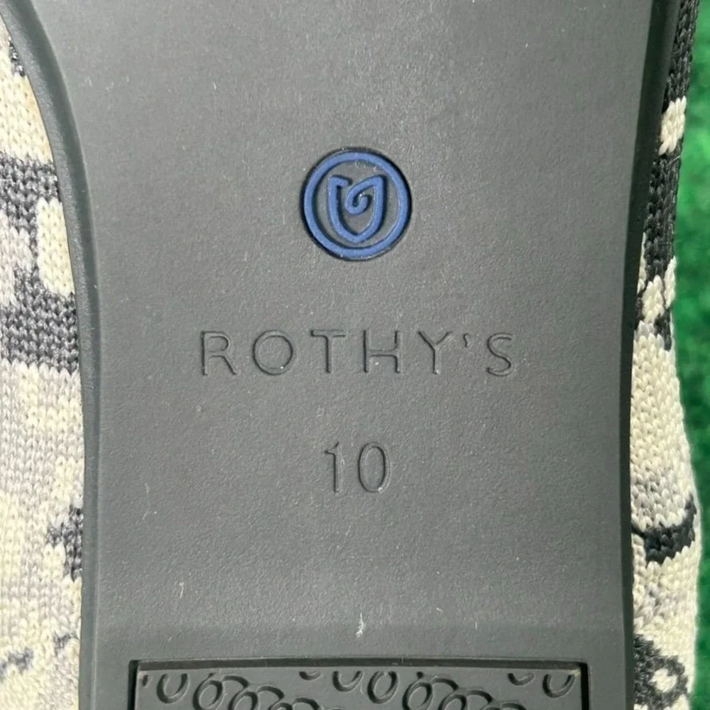 Rothys The Flat Round Toe Knit Ash Grey Camouflage Flats Womens 10‎ Rubber Sole